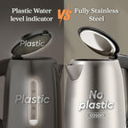 COSORI Electric Kettle, Plastic-Free Interior, 2 Lid Opening Angles, Easy to Clean, Automatic Shut Off & Boil-Dry Protection, Stainless Steel Tea Kettle, Hot Water Boiler & Heater, 1.7L, 1500W
