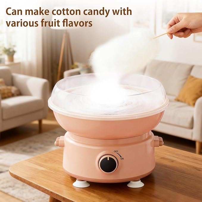 Cotton Candy Machine for Kids & Family, Mini Cotton Candy Maker with 10 Sticks & Sugar Scoop, Home Birthday Family Party Christmas Gift