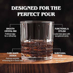 Moretoes Drinking Glasses Set of 12, 6 Highball Glasses 12oz,6 Rocks Glasses 10oz,Mixed Drink Cocktail Glass, Vintage Embossed Glassware Sets for Whiskey,Mocktails, Water & Juice Drinkware