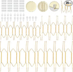 Bilillo 20 Pieces Stainless Steel Spring Plate Hangers for The Wall, 4/6/8/10 Inch Invisible Wire Holders with 20 Pcs Wall Hooks, Fit 4-11 Inch Decorative Plates, Platters & Dishes (Gold)