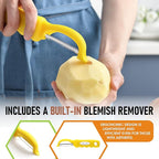 Spring Chef Premium Swivel Potato Peeler for Kitchen, Stainless Steel Fruit Peeler with Soft Grip Handle, Perfect for Vegetable, Apple, Carrot, Cucumber, Ginger - Dishwasher Safe - Yellow