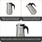 IMUSA USA B120-22062M Stainless Steel Stovetop Espresso Coffeemaker 6-Cup, Silver