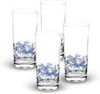 Spode Blue Italian Highball Glasses | Set of 4 | 15 Ounce Capacity | Tall Glasses for Drinking Cocktails, Mojito, Scotch, Water, and Juice | Handwash Only