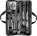 PTAPIPI 5-Piece Stainless Steel Grill Tool Set with Carry Bag – BBQ Utensils for Him, Young Men, Camping & Tailgating, Budget-Friendly Barbeque Gift