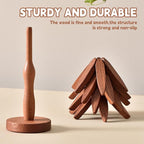 Natural Foldable Black Walnut Wooden Trivet Set - 4 Trivets + 1 Stand for Hot Dishes, Pot, Bowl, Teapot, Hot Pot Holders(Beech)