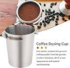 Coffee Dosing Cup 54mm, Espresso Coffee Dosing Cup, Stainless Steel Dosing Cup Compatible with All 58mm Portafilter,Coffee Powder Cup, Coffee Powder Feeder (1, Silver, 54mm)