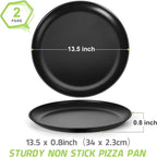P&P CHEF Pizza Pan Set of 2, Stainless Steel Pizza Tray, Round Pizza Plate For Pie Cookie Pizza Cake, Non Toxic & Heavy Duty, Dishwasher Safe & Easy Clean, 13.5 Inch & Black