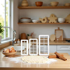 6Pcs White Square Cookie Cutter Set, Geometric Multicutter Cake Fondant Cutter,3 Size Square Biscuit Cutters Cake Decorating Use Safety Easy to Store,Cookie Cutters Baking Tools and Accessories