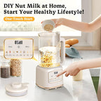 10 in 1 Nut Milk Maker Machine, 55oz Automatic Soy Milk Maker Blender, Homemade Soy Milk, Almond Milk, Oat Milk,Juice, Plant Based and Non Dairy Beverages (white)
