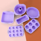 Silicone Baking Tray Silicone Mold Sets Muffin Cup Toast Baking Pan Diy Cake Mold Bakeware Cake Decoration Accessories 6Pcs Set Gray