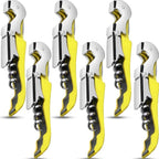 6 Pieces wine key wine opener Professional Waiter Corkscrews Stainless bottle opener Fold Serrated Foil Cutter Key for Family, Company Party,Bars,Restaurants(yellow)