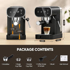 Horavie Espresso Machine 20 Bar, Home Espresso Maker with Touchscreen & Steam Milk Frother, Fast Heat-Up Coffee Machine with 48oz Removable Tank for Cappuccino, Latte, Americano, Black