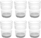 Beaded 15.6 oz Durable Acrylic Double Old Fashioned Drinking Glasses, Shatter-Resistant and Dishwasher-Safe Indoor/Outdoor Drinkware for Scotch, Bourbon, Cocktails - Clear - Set of 6