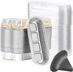 Findful Mini Loaf Baking Pans with Lids And Spoons (100 Pack, 6.8oz) Rectangle Aluminum Foil Baking Pans Tins Containers - Cupcake Containers Wrappers Cheesecake Creme Brulee Ramekins