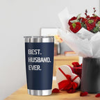 TEEZWONDER Christmas Anniversary Birthday Gifts for Husband from Wife - Stainless Steel Insulated Coffee Tumbler with Lid 20 oz - Anniversary Wedding Gifts for Him Men, Cool Stuff for Men