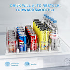 Dayacoco Drink Organizer for Fridge,5 Rows Fridge Soda Can Organizer,20oz 16oz 12oz-Self Pushing Soda Dispenser for Fridge,Adjustable Width-Holds up to 25 Cans,White