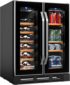 ROVSUN 34 Bottle Wine Fridge - Dual Zone Beverage Refrigerator w/Independent Temp Control & LED Panel, Built-in/Freestanding/Under Counter Chiller for Red/White Wine, Champagne, Beer