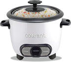 Courant Rice Cooker 8-Cup (Cooked), Removable Non-Stick Bowl, One Touch Rice Cooker, White