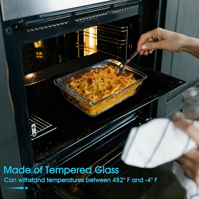NUTRIUPS 2.4QT Rectangular Deep Glass Baking Dish, Glass Baking Pan for Oven, Clear Bakeware Deep Casserole Dish(2.4QT)