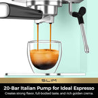CHULUX Slim Espresso Machine with Milk Frother, 20 Bar Professional Italian Pump Espresso Coffee Machine for Home Cappuccino & Latte Maker, Stainless Steel, Pastel Green