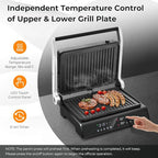 Giantex Panini Press Sandwich Maker, 3-in-1 Electric Indoor Grill, 2 Removable & Dishwasher Safe Non-Stick Plates, Drip Tray, 5 Auto Modes, Upper & Lower Independent Temperature Control, 4 H Timer