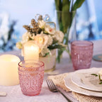 abrwyy 4Pcs Pink Glassware, Drinking Beverage Glass Cup, Vintage Drinking Glasses, Colored Glassware Set for Party Wedding Home Office Gift