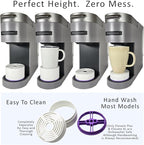 Elevate Anti-Splash Cup Riser Accessory for most Keurig K-cup, Cuisinart Single Serve, and other Coffee Makers, Adjustable for Cup Size and Drip Tray Type (White with Lilac Base)
