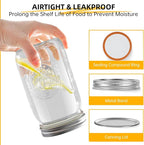 Miuyhji Wide Mouth Mason Jars 32 oz with Lids [2 Pack], Canning Jars with Metal Airtight Lids and Bands, Glass Jars for Fermenting, Pickling, Freezing, Preserving, Meal Prep, Jar Décor