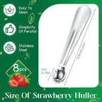 Baderke 8 Pcs Tomato Stem Corer Strawberry Baller Stainless Steel Strawberry Huller Tool Fruit Vegetable Stem Remover