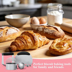 Biscuit Cutter Set, Stainless Steel Flour Sifter, Pastry Cutter, Pastry Scraper and Dough Blender, Flour Sieve for Quick Sifting Cakes and Spices, Professional Baking Dough Tools (4 Set)