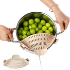 Silicone Pot Strainer, Emptycolor Adjustable Clip On Strainer for Pots Pans, Heat Resistant Pot Drainer, Kitchen Pasta Colander for Vegetables and Noodles (Light Tan)