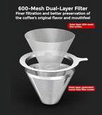 AGOGO Pour Over Coffee Maker Glass - Barista Kit with 304 Stainless Filter for Home, Office, Camping, Cafes - Easy Clean Coffee Dripper Set (Soft Towel&Brush) (28oz Diamond Design w/SS Filter)