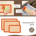 Silicone Baking Mat, Reusable Silicone Mats for Baking Set of 3, Non-Stick Baking Supplies for Pastries, Cookies, Macaroons, Bread