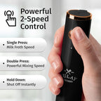 Zulay Kitchen Lux Electric Milk Frother Rechargeable Handheld - Powerful 2-Speed Motor, Waterproof, 2000mAh Battery - Lux Coffee Frother for Protein Powder, Drink Mixer Wand & Matcha Mixer