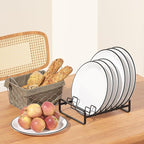 2 Pack Plate Holders Organizers 8 Slots Upright Cabinet Dish Drying Racks Metal Plate Stands (for 6In. 10In. Plates) Dish Organizers for Countertop and Cupboard(at Least 11.2in.Height) Black