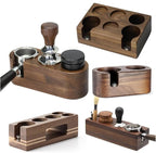 Walnut Wood Coffee Filter Holder, Espresso Tamper Mat Stand, Coffee Maker Support Base Rack, Barista Accessories(One pair)