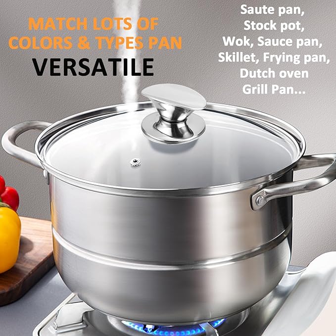 Tempered Glass Lid for Replacement, Clear Cover for Pans and Pots, 8, 9.5, 10.5, 11, 12, 12.5 Inch Lids for Cookware Cooking, Frying Pans, Skillets, Dutch Oven, Sauce Pan (12.6 In)