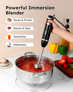 Sangcon Immersion Blender Handheld, 3-in-1 Hand Blender Electric, 400W Handheld Licuadora de mano, Stainless Steel Blade Stick Mixer with Whisk, Milk Frother Attachments - Black