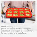 CAKETIME Silicone Muffin Pan Set - Mini 24 Cups, Regular 12 Cups Cupcake Pan, Jumbo 6 Cups Muffin Pan Silicone Bakeware for Baking Set of 3