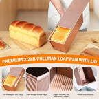 Pullman Loaf Pan with Lid, 13x4 inch, Premium 2.2LB Nonstick Sandwich Bread Loaf Pan for Homemade Sourdough Bread, Heavy Duty Carbon Steel Corrugated Toast Box with Cover for Baking, Bakeware