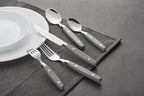 ANNOVA Silverware Set, Retro/Rivet Colorful Stainless Steel Tableware Kitchen Flatware Set Utensils, Includes Dinner Knives, Forks, Spoons, Salad Forks & Dessert Spoons (Gray, 20 Pieces)
