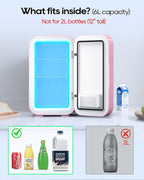 BEICHEN Mini Fridge,6 Liter / 8 Can Small Fridge for Bedroom, Car, Office & Dorm, AC100-120 V/DC 12 V Portable Thermoelectric Cooler & Warmer for Skincare, Food, Drinks,Pink