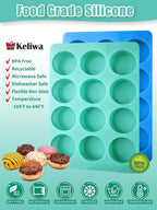 2 Pcs Oreo Chocolate Cookie Silicone Molds, 12-Cavity Round Silicone Mold, Baking Mold for Oreo, Chocolate, Cookie, Candy, Mini Cake, Jelly, MuffinCakes