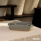 Mora Ceramic Set of 2 Baking Dishes For Casserole, Banana Bread, Brownies, Broiling, Roasting, and Baking. 7x11 in and Loaf Pans - Porcelain Serving Bakeware from Oven to Table. Freezer Safe - Peppercorn