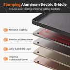 Nightcore 35" Large Electric Griddle, Teppanyaki Grill w/Adjustable Thermostat, Insulated Handles, Drip Tray & Nonstick Surface, Pancake Griddle, Indoor Outdoor Tabletop BBQ Grill for Party Camping