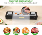 Vacuum Sealer Machine with 10 Bags & 10 Feet Bag Roll | 85kPa Powerful Suction | Automatic Food Sealer for Sous Vide | Dry & Moist Modes | Compact with Built-in Cutter