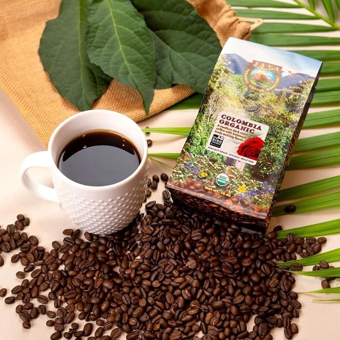 Low Acid Organic Coffee – Whole Bean, Mold-Free & Stomach Friendly by Java Planet, Colombian Single Origin, Medium Dark Roast, Smooth Full Flavored, 5LB Bag