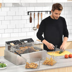 Electric Deep Fryer 22.6L/24QT Stainless Steel Large Capacity Commercial Fryer with Basket, 3400W 110V Countertop Deep Fryer for Home Kitchen and Restaurant Use withTemperature Control