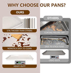 Wildone 2 Pack Half Sheet Baking Pans, Honeycomb Embossed Nonstick Baking Sheet 17.5x12 In, Thicker Carbon Steel Cookie Sheet, Even Heating & Warp Resistant, White