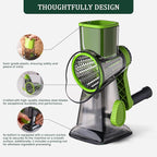 HANSGO Rotary Cheese Grater, 3 Stainless Steel Blades, Labor-Saving Handle, Strong Suction Base, for Cheese, Vegetables, Nuts, Chocolate & Fruits, Ideal for Family Meals, Salads, Pasta & Easy Cleanup